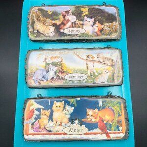 2010 Bradford Exchange Cozy Companions Limited Series Cats Wall Plaque, set of 3